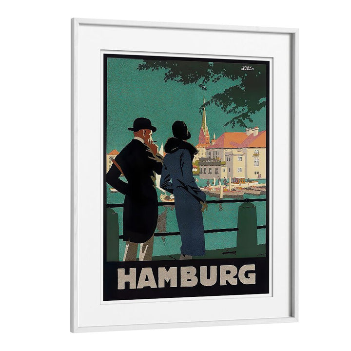 Elegant couples admire the scenic view in the HAMBURG I, VINTAGE TRAVEL POSTERS, adding charm to any space.