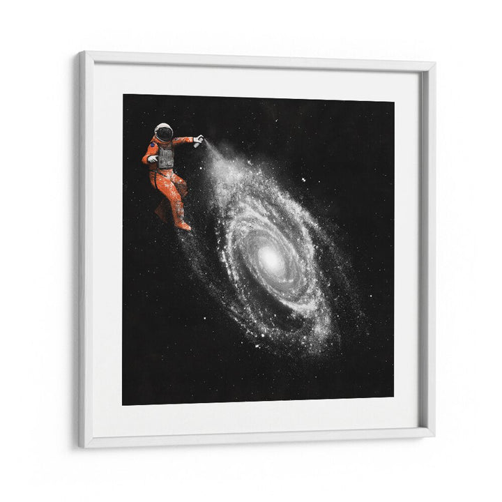 Surreal art prints featuring an astronaut exploring a galaxy, perfect for lovers of SPACE ART, SURREAL ART PRINTS.