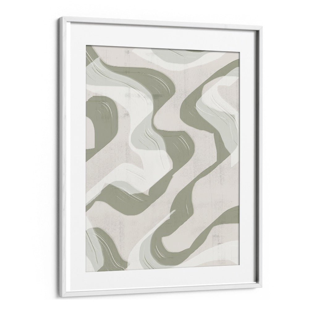 Transform your space with GREEN WAVES NO.3, BOHO ART PAINTINGS featuring soothing green abstract swirls.