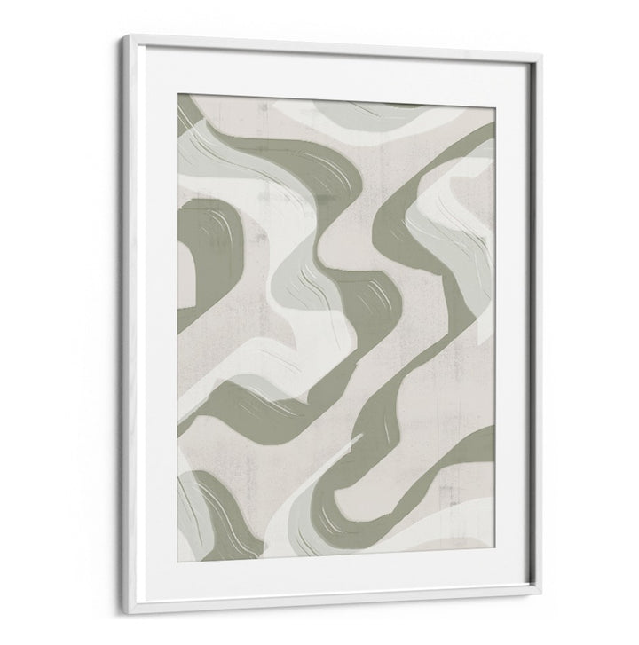 Transform your space with GREEN WAVES NO.3, BOHO ART PAINTINGS featuring soothing green abstract swirls.