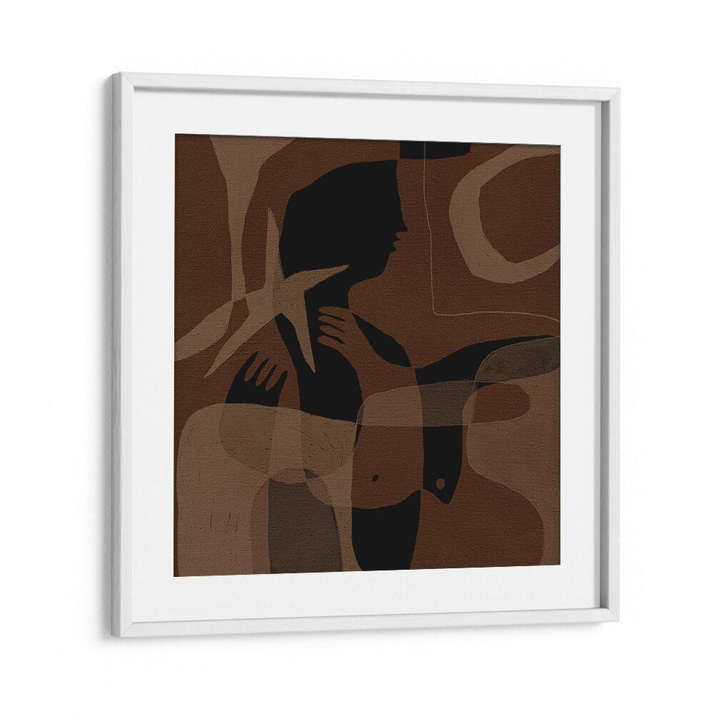 Abstract portrayal of human forms in earthy tones, featuring AWAKENING III, BOHO ART PAINTINGS for stylish decor.