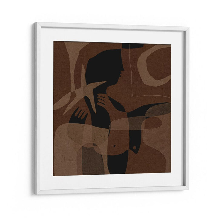 Abstract portrayal of human forms in earthy tones, featuring AWAKENING III, BOHO ART PAINTINGS for stylish decor.