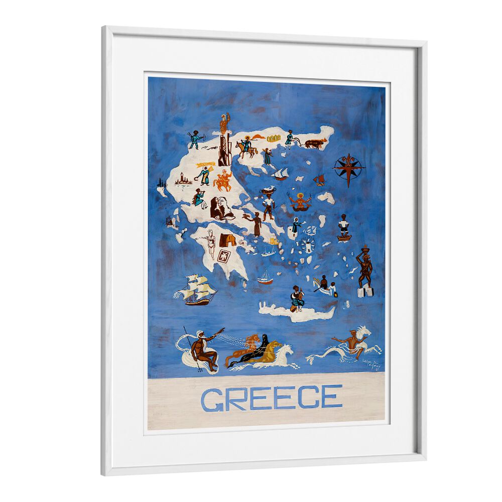 GREECE III, VINTAGE TRAVEL POSTERS showcase the beauty and charm of Greece’s islands in vibrant artwork.