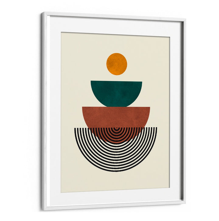 Framed LINES AND CIRCLES VII, GEOMETRIC ART PRINTS showcase vibrant shapes and patterns, enhancing any creative space.