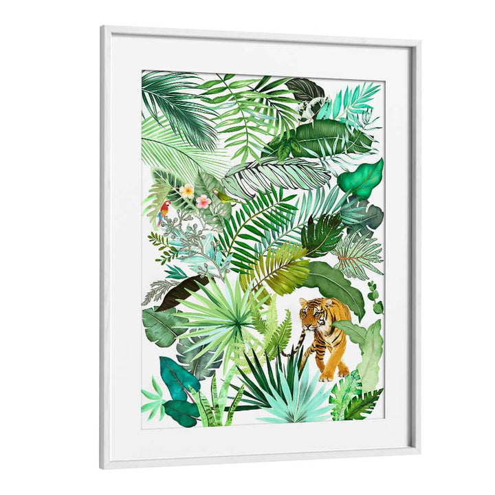 JUNGLE TIGER IV , FLORAL FLOWER PAINTINGS
