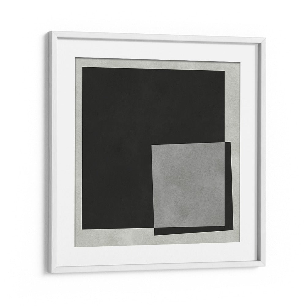 Stylish MODERN SHAPES III, GEOMETRIC ART PRINTS featuring black and gray squares for contemporary home decor elegance.