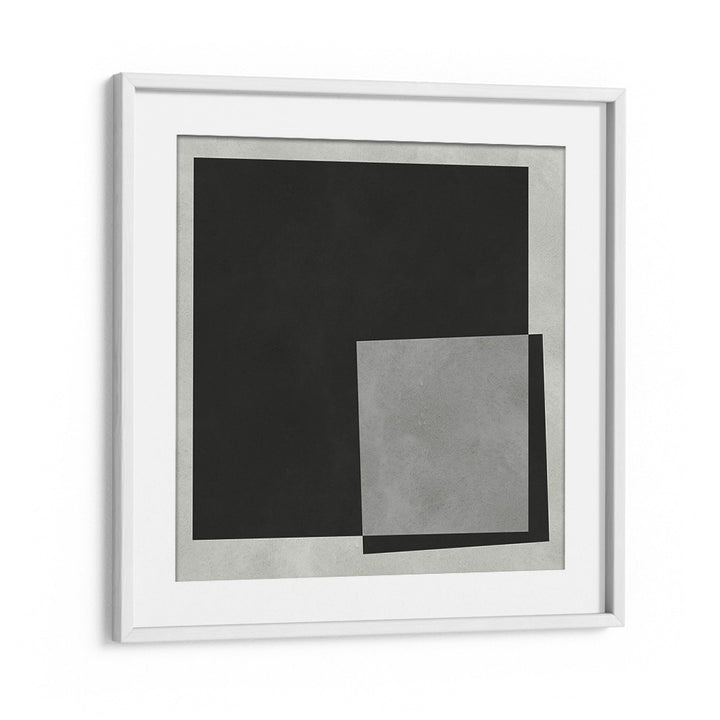 Stylish MODERN SHAPES III, GEOMETRIC ART PRINTS featuring black and gray squares for contemporary home decor elegance.