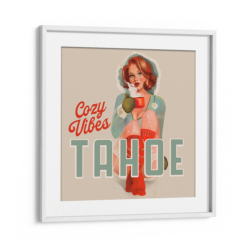 Cozy Vibes, Bar art featuring a woman with warm drink, perfect for adding charm to your cafe or bar space.