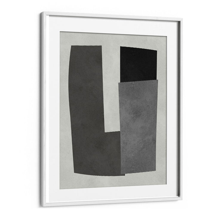 Stylish MODERN SHAPES X, GEOMETRIC ART PRINTS featuring bold black and gray geometric forms, perfect for modern decor.