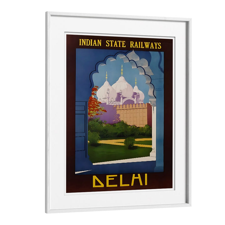 Delve into history with INDIAN RAILWAYS, VINTAGE TRAVEL POSTERS showcasing iconic Delhi architecture and vibrant colors.