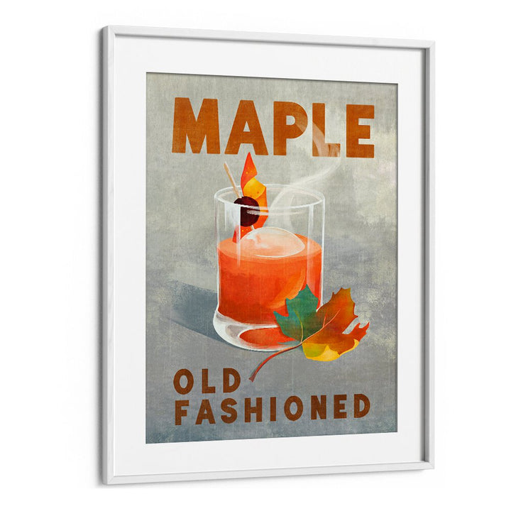 Sophisticated Maple Old Fashioned bar art print perfect for enhancing your cocktail space and atmosphere.