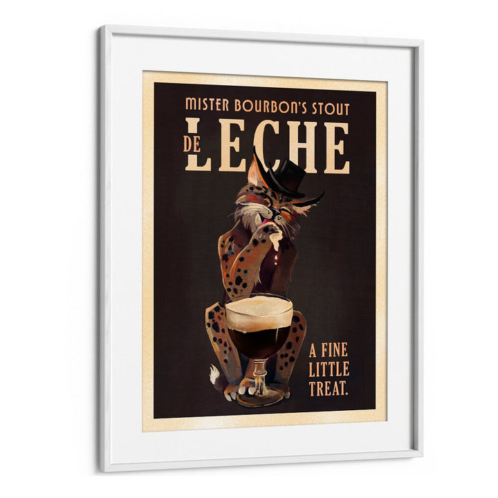 Quirky BOURBON CAT, BAR art featuring a stylish cat with Guinness, perfect for cat lovers and bar enthusiasts.