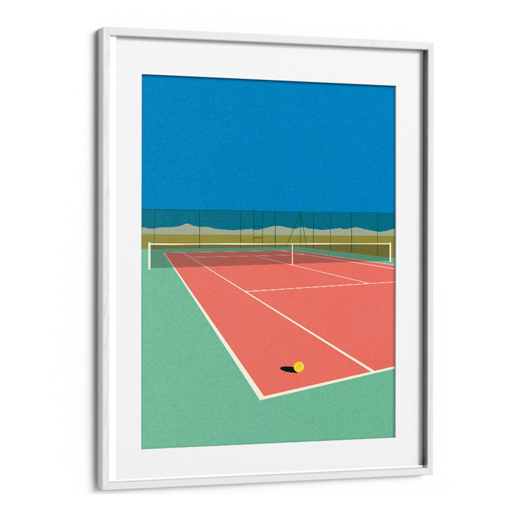TENNIS COURT IN THE DESERT, SPORTS POSTERS showcase vibrant art of tennis in a stunning desert landscape.