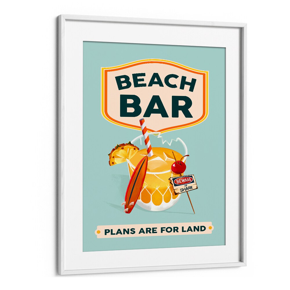 Colorful BEACH BAR COCKTAIL art print featuring tropical vibes, perfect for enhancing any bar or café space.