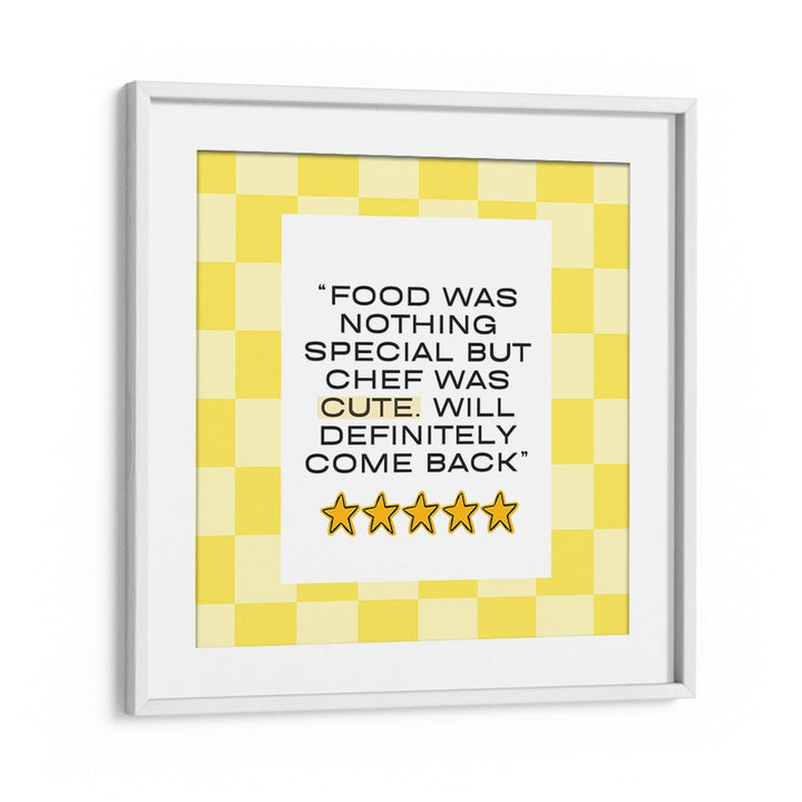 Brighten your kitchen with the CUTE CHEF-YELLOW, QUOTES poster featuring fun chef-themed typography.