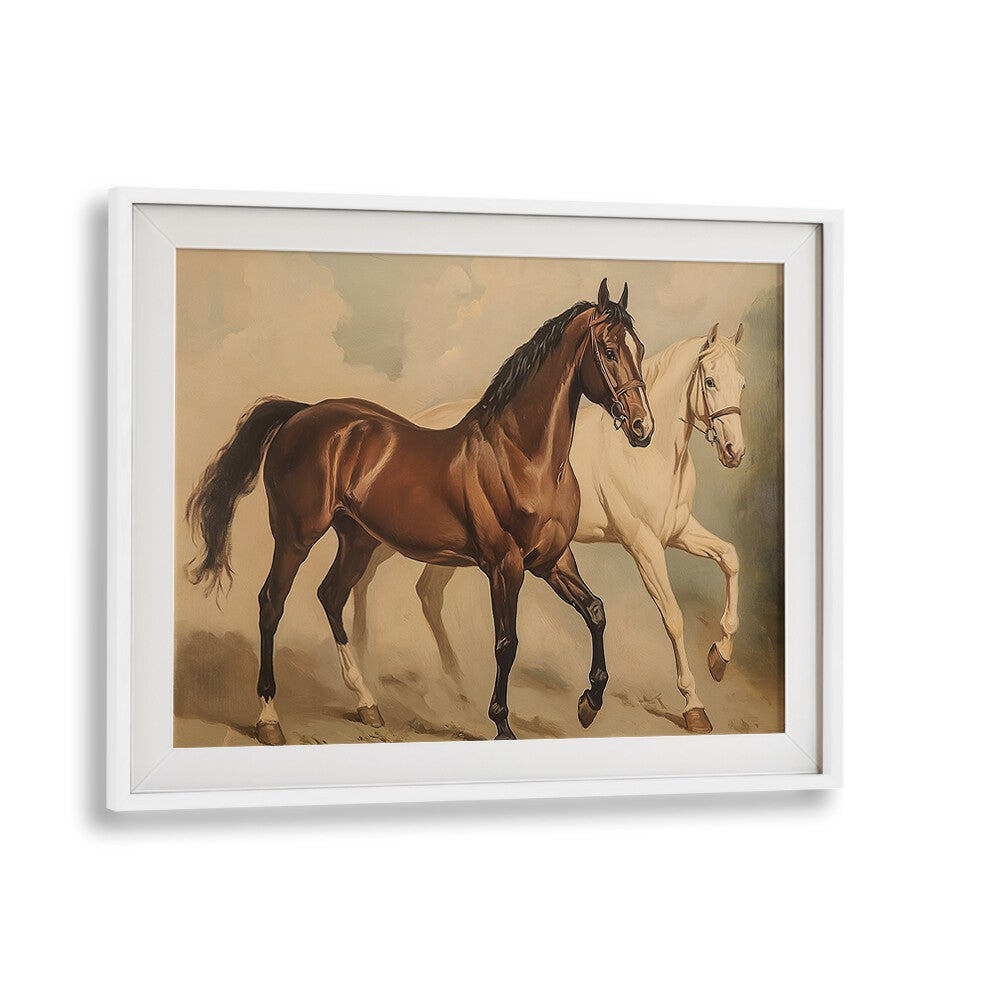 Stunning DUO HORSES GALLOPING, ANIMAL PAINTINGS showcasing equine beauty and strength for art enthusiasts.