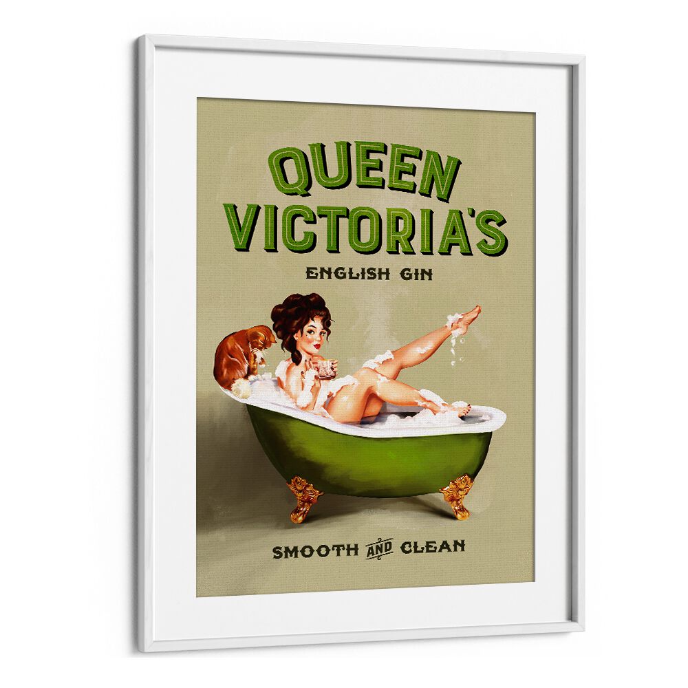 Queen Victoria, portraits of a charming pinup girl in a vintage bath, showcasing elegance and allure.