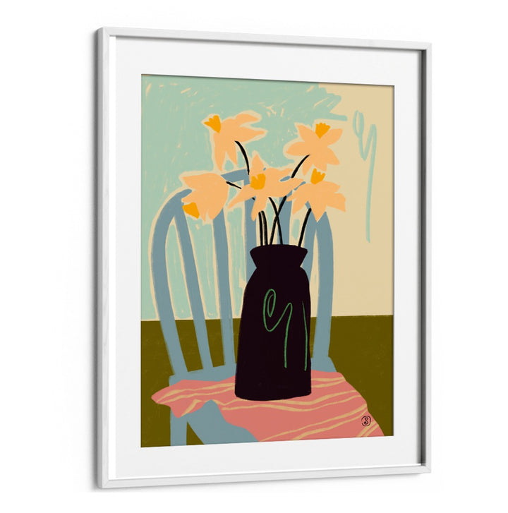 Vibrant daffodils in a modern vase, perfect for brightening any space with stunning art prints.
