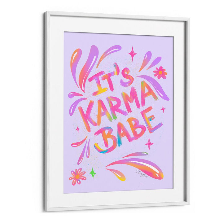 Colorful KARMA BABE, FASHION POSTERS by Baroo Bloom inspire and elevate your decor with motivational quotes.