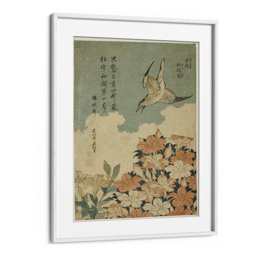 CUCKOO AND AZALEAS , VINTAGE PAINTINGS
