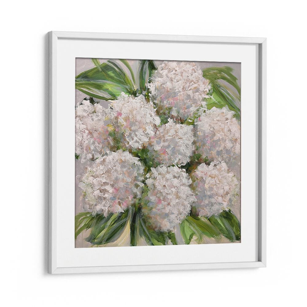 Delicate Bouquet of White Hydrangeas, Floral Flower Paintings, enhance your decor with elegance and color.
