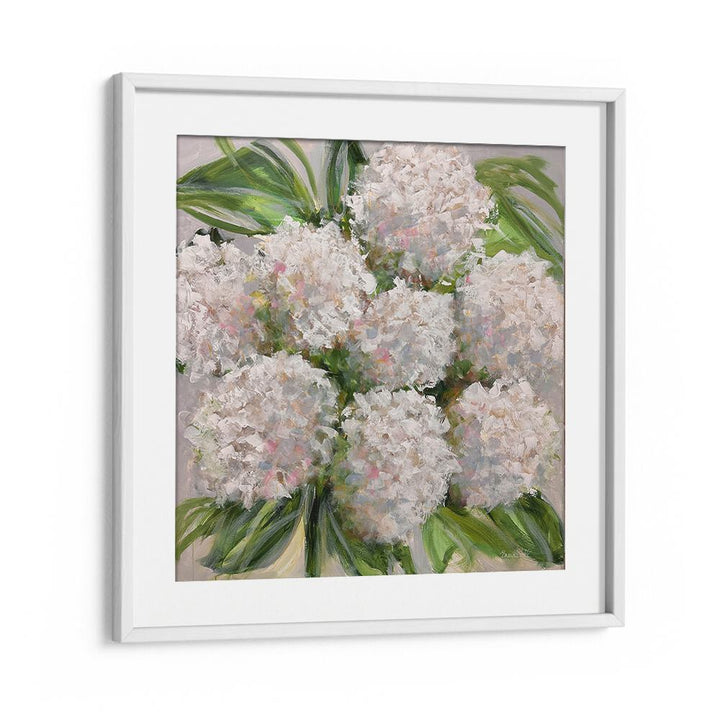Delicate Bouquet of White Hydrangeas, Floral Flower Paintings, enhance your decor with elegance and color.