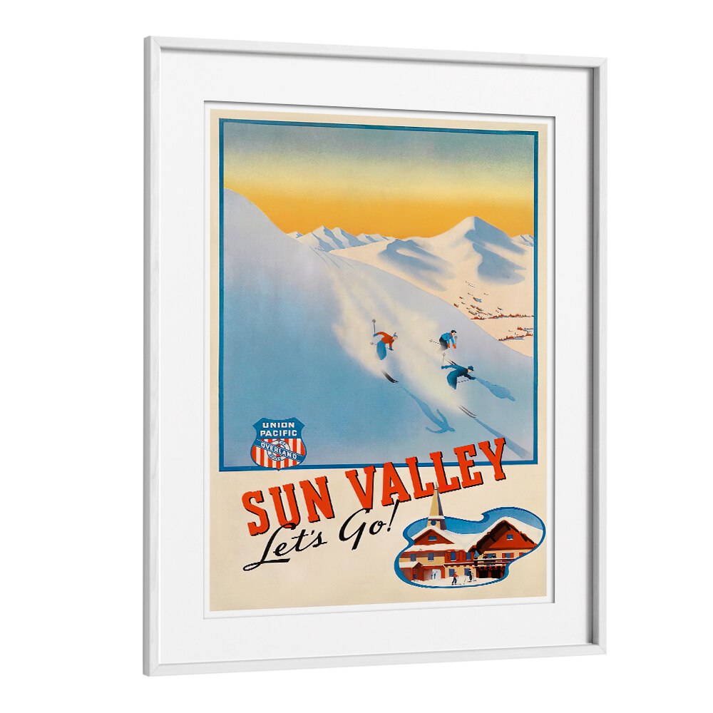 Vintage travel poster showcasing SUN VALLEY, evoking nostalgia and breathtaking beauty for your space. Perfect for collectors.