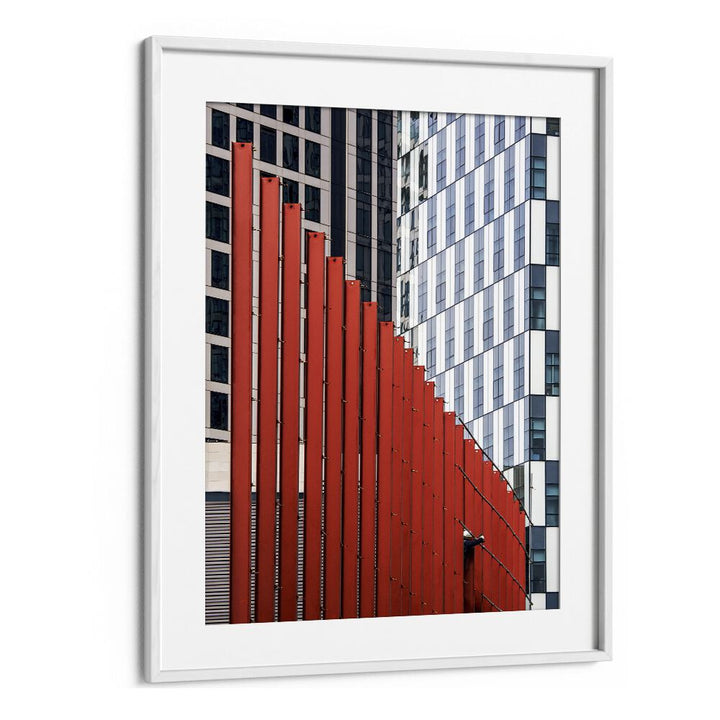 Modern architecture meets urban artistry in UNDER CONSTRUCTION II, PHOTOGRAPHY PRINTS, capturing vibrant city life.