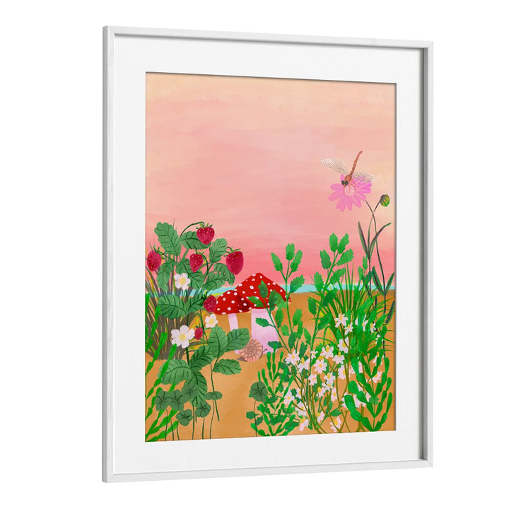 Vibrant WILD STRAWBERRY TRAIL, FLORAL FLOWER PAINTINGS showcase nature's beauty in stunning summer hues.