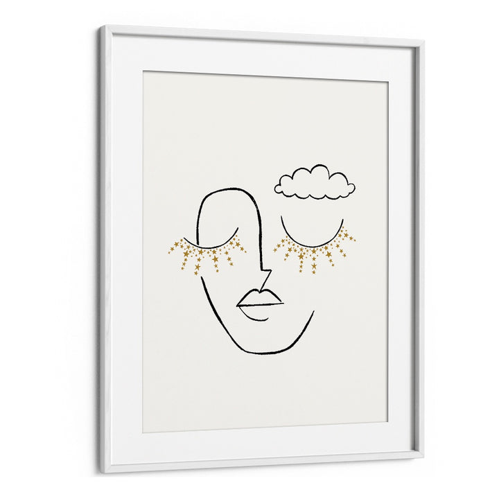 Stylish DAYDREAMER, LINE ART PAINTINGS featuring serene face design, perfect for enhancing modern home decor.
