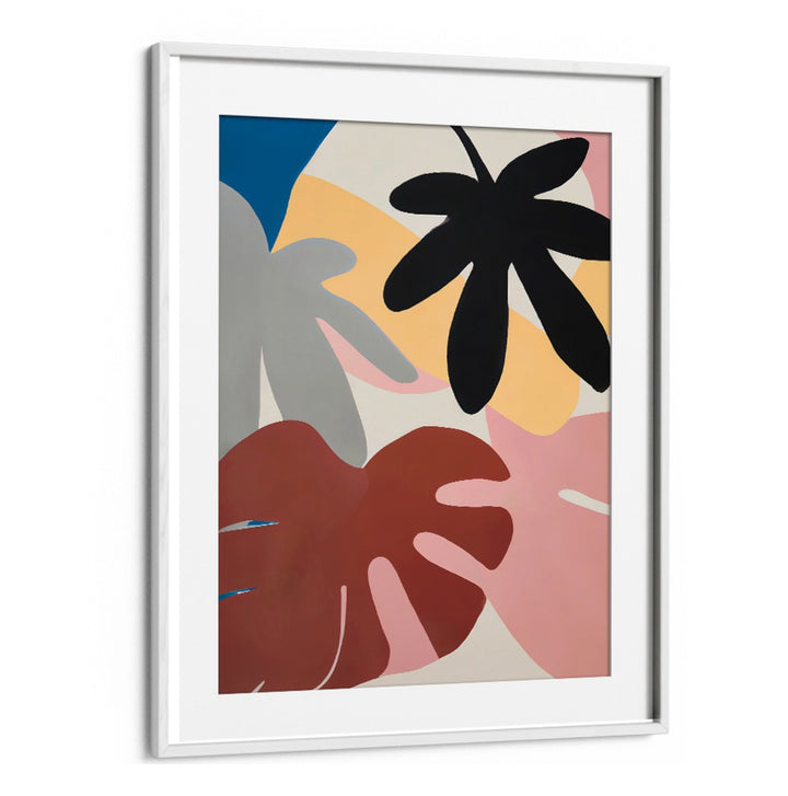 JUNGLE VIBES, FLORAL FLOWER PAINTINGS featuring bold abstract leaves in earthy tones by Whitemount Studio.