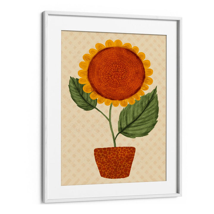 Bright sunflower pot featured in floral flower paintings, perfect for adding charm to any space.