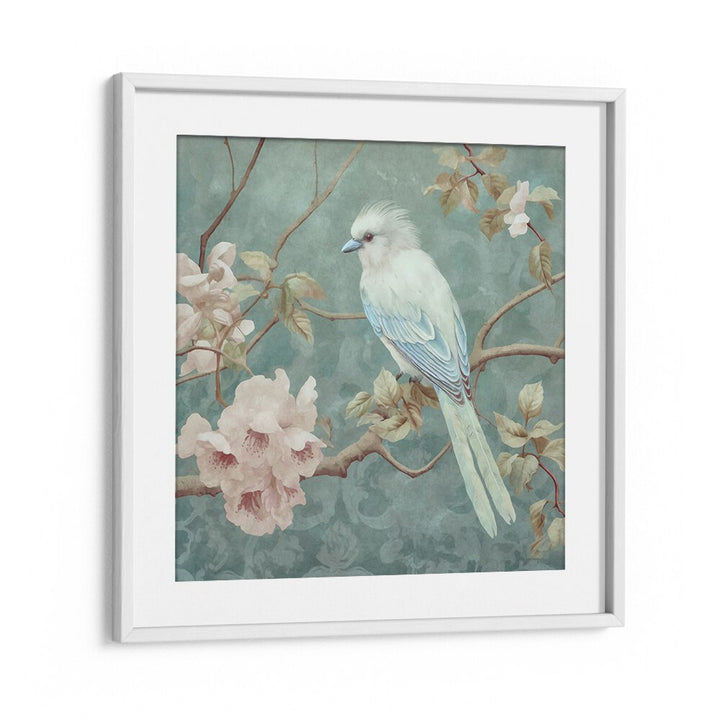 Chinoiserie Bird V, Animal Paintings by Andrea Haase showcases a delicate bird among blossoms, perfect for elegant decor.