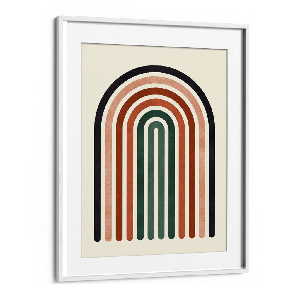 Colorful arch design in earthy tones showcasing LINES AND ARCS V, BOHO ART PAINTINGS for modern decor.