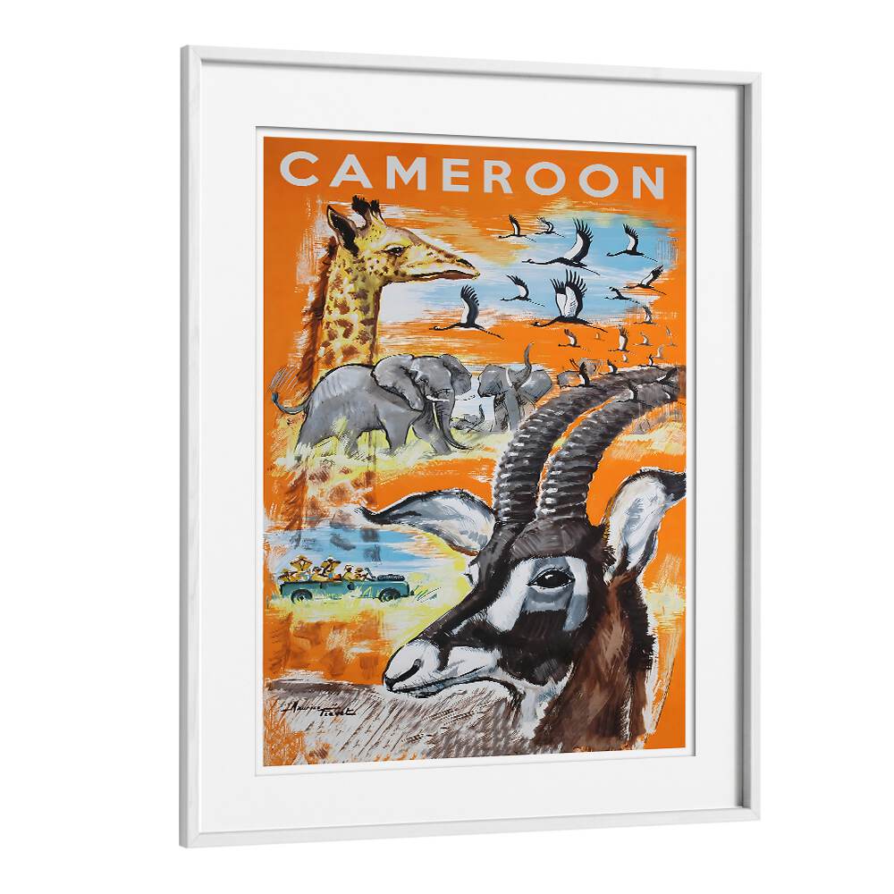 Vibrant CAMEROON, VINTAGE TRAVEL POSTERS showcasing wildlife and culture, perfect for home or office décor.