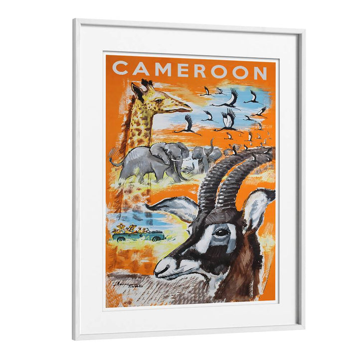 Vibrant CAMEROON, VINTAGE TRAVEL POSTERS showcasing wildlife and culture, perfect for home or office décor.