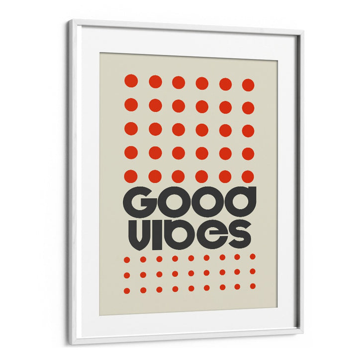 Bright GOOD VIBES ORANGE, QUOTES poster featuring bold typography, perfect for uplifting any space.