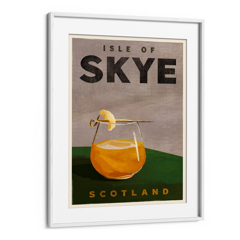 Charming Isle of Skye Cocktail art captures Scotland's essence, perfect for a bar or café decor.
