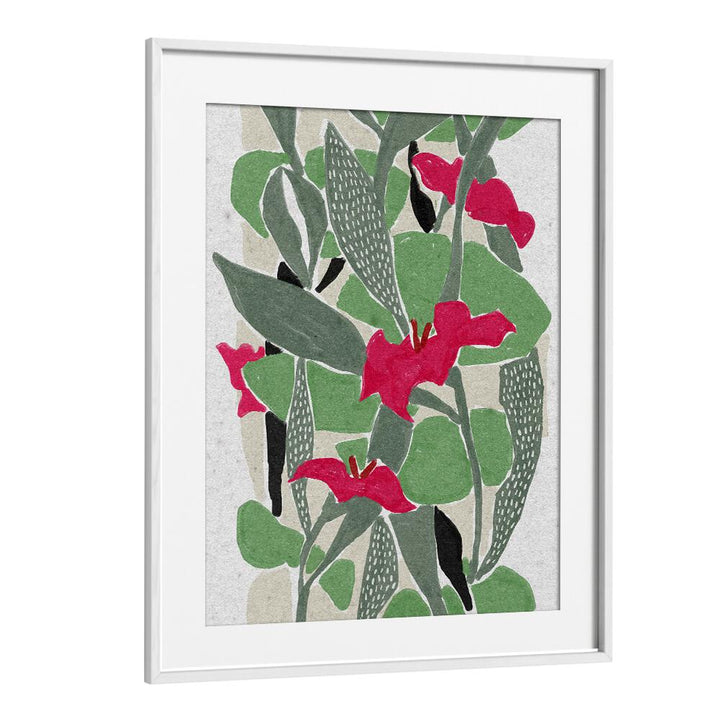 Vibrant FLORAL RHYTHM VI artwork showcasing red flowers and green leaves, perfect for any floral flower paintings collection.