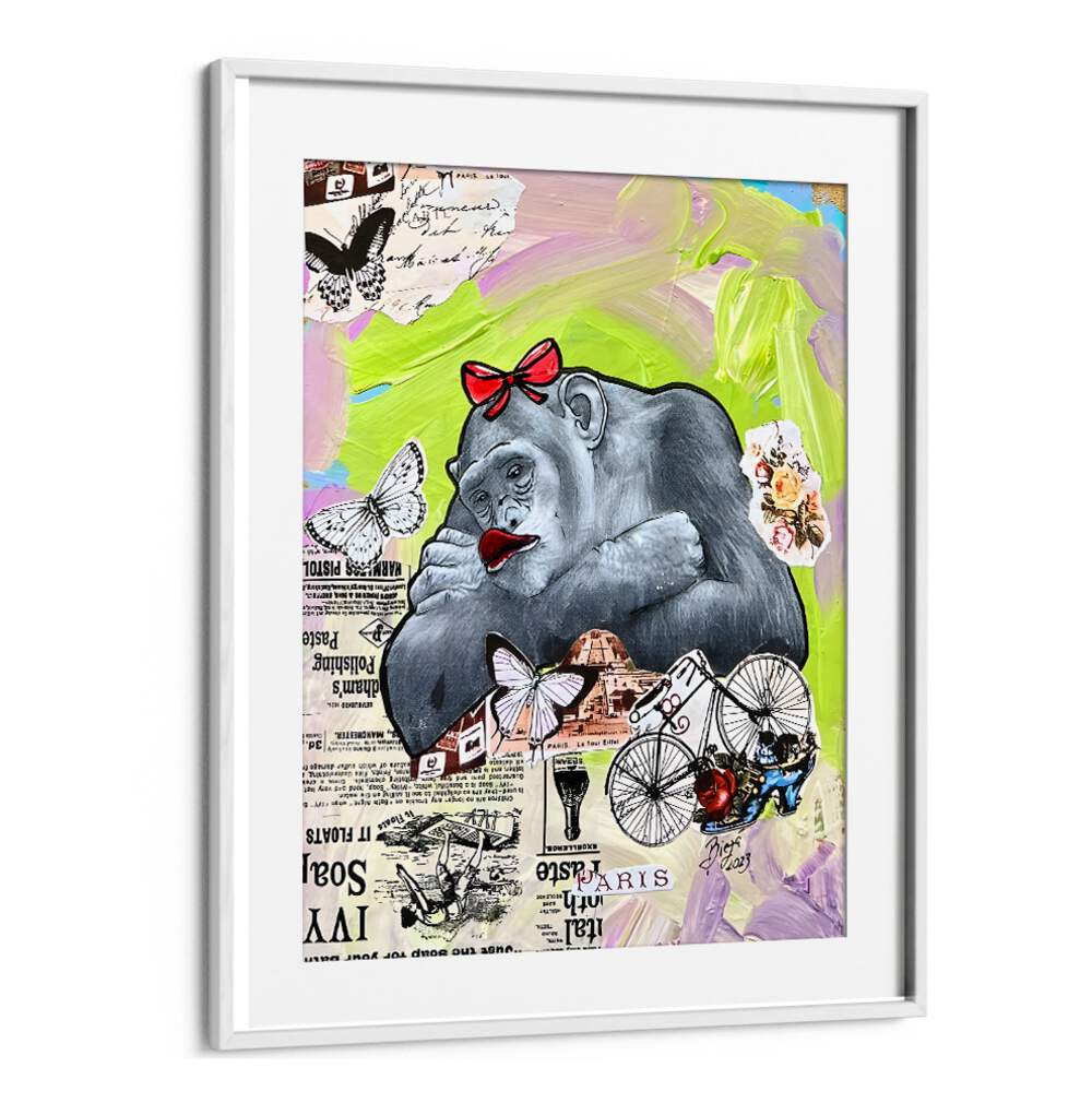 Whimsical PARISIAN DAYDREAM Comic POSTERS featuring a playful gorilla design, perfect for enhancing your space.