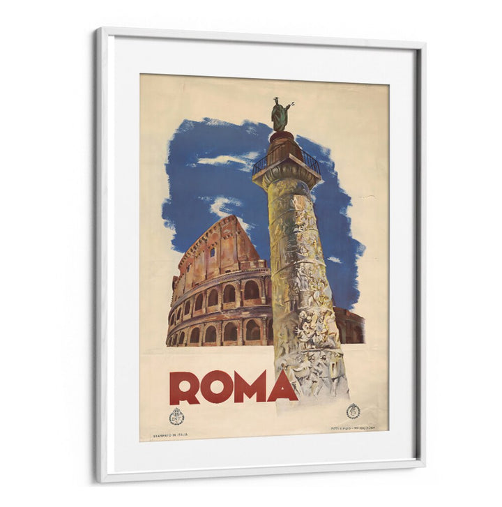 Stylish ROMA, VINTAGE TRAVEL POSTERS showcasing the iconic Colosseum and historical architecture. Perfect for decor!