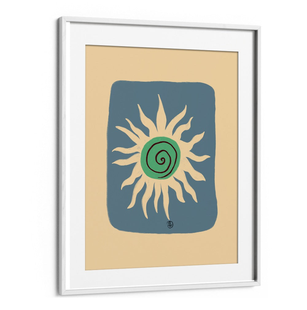Energetic BLUE SUN, VIBRANT art print enhancing modern living spaces with its colorful design and creative essence.
