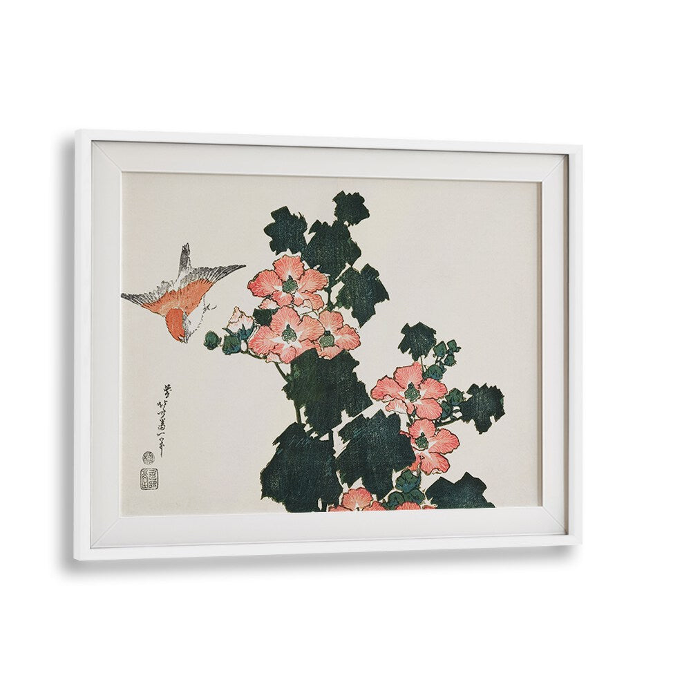 RED ROSES AND BIRD  , VINTAGE PAINTINGS