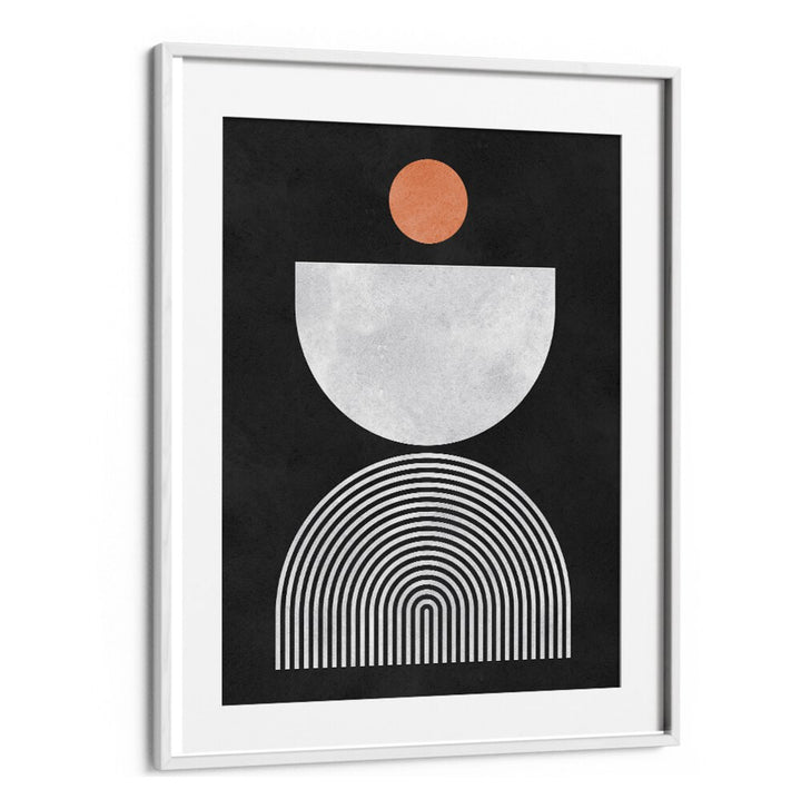 Stylish LINES AND CIRCLES X, BOHO ART PAINTINGS featuring geometric designs in black, white, and copper hues.