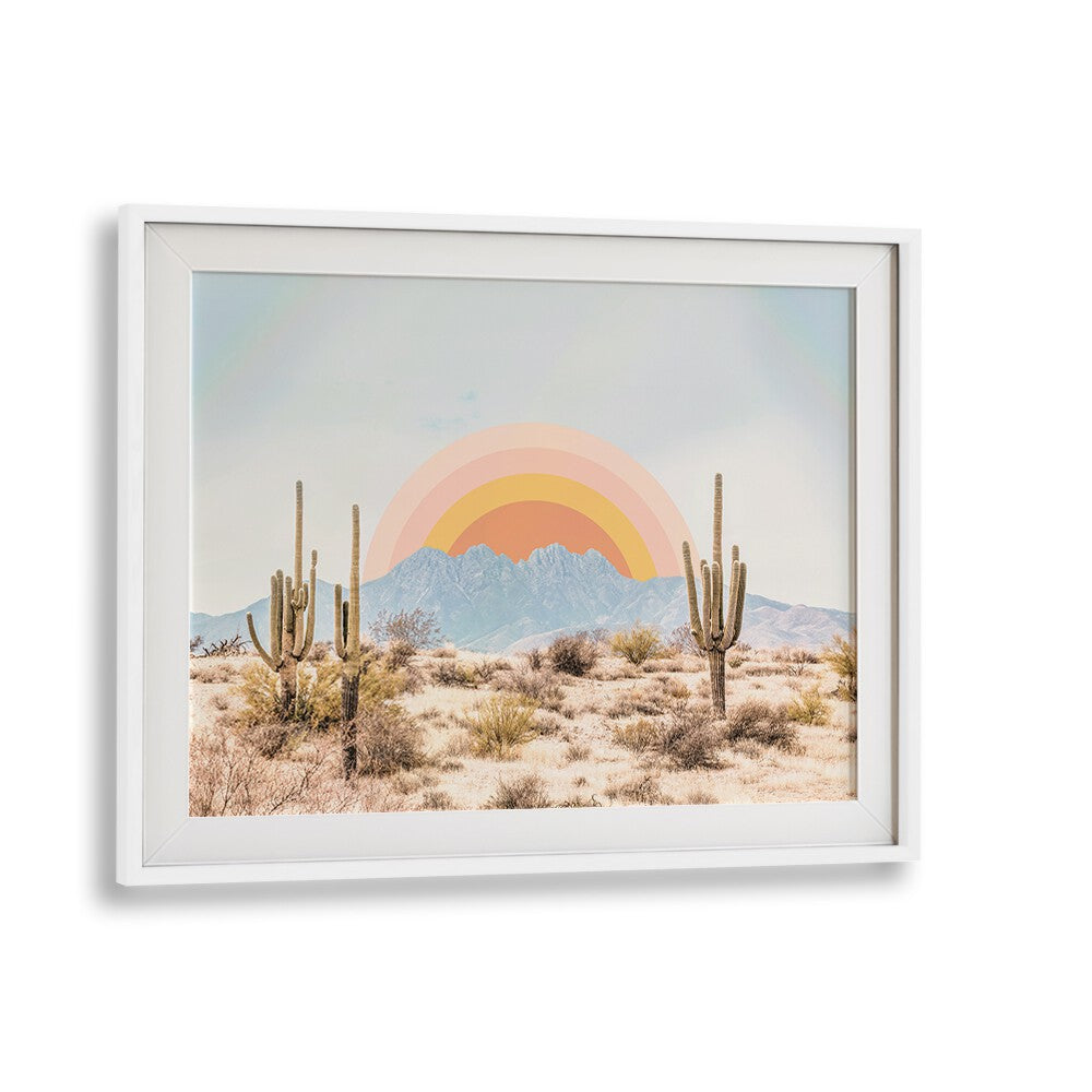 Stunning ARIZONA SUNRISE, LANDSCAPE PAINTINGS showcasing a serene desert morning with cacti and gentle colors.