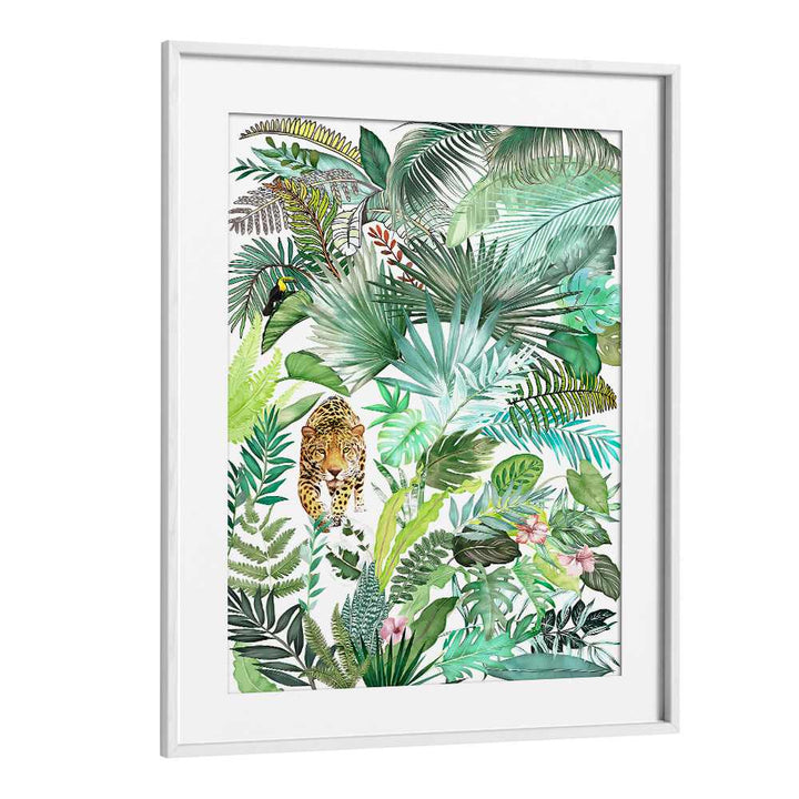JUNGLE LEOPARD III , FLORAL FLOWER PAINTINGS