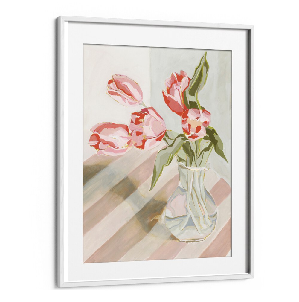 Exquisite tulips in a vase bring elegance and vibrancy to any space, enhancing your home décor beautifully.