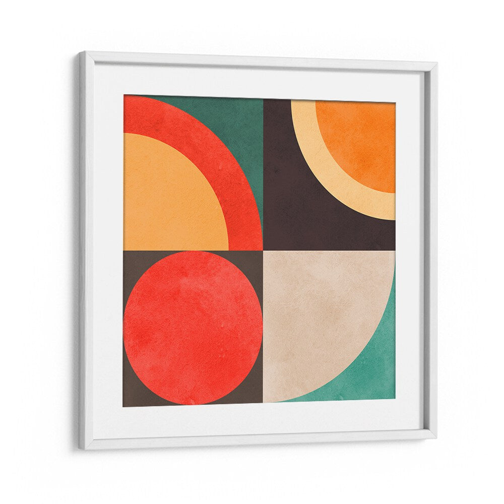 Vibrant CIRCLES HARMONY XII, GEOMETRIC ART PRINTS showcase a colorful blend of shapes, perfect for modern decor.