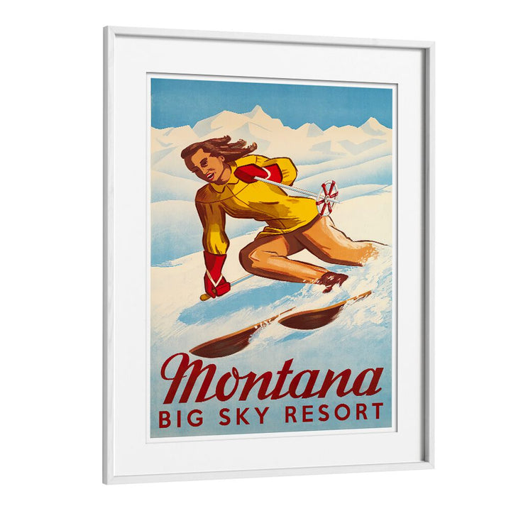 Vintage travel poster showcasing skiing in Montana, perfect for home decor—MONTANA, VINTAGE TRAVEL POSTERS.