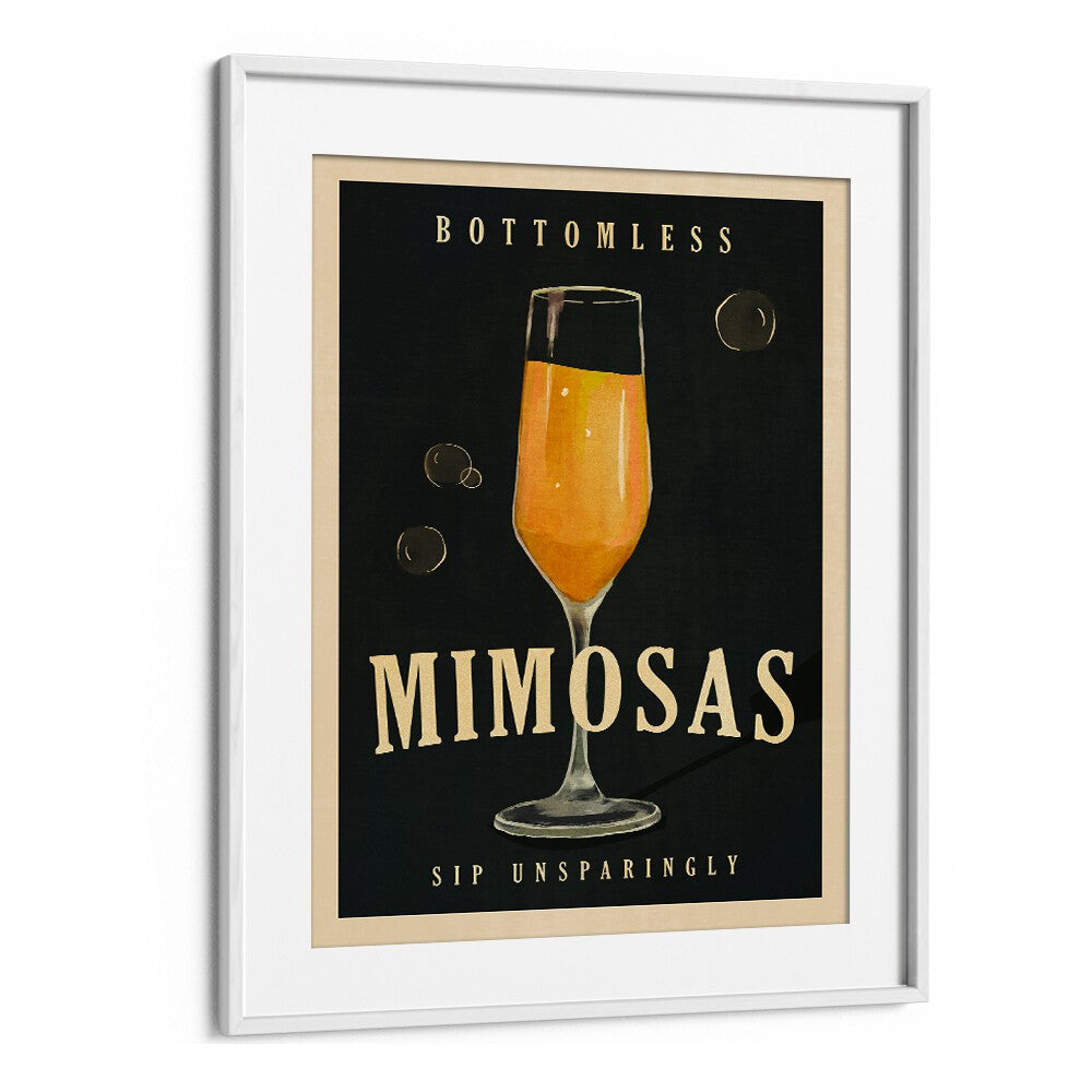 Bottomless Mimosas cocktail art for your bar, adding elegance and charm to any dining space. Perfect for MIMOSAS COCKTAIL, BAR lovers.